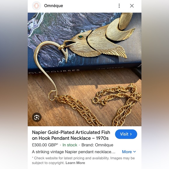 NAPIER 1971 Francis Fujio Articulated Fish on a Hook Pendant Necklace - Picture 10 of 10